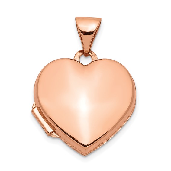 14kt Rose Gold 15mm Plain Heart Locket