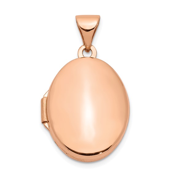 14kt Rose Gold Polished 17mm Plain Oval Locket