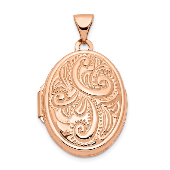 14kt Rose Gold 21mm Domed Deco Oval Locket