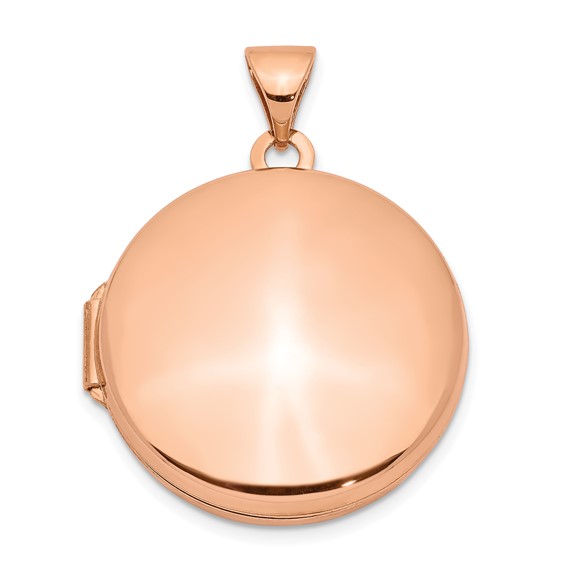 14k Rose Gold 3/4in Round Smooth Flat Locket