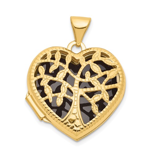 14k Yellow Gold Cut-out Tree Heart Locket