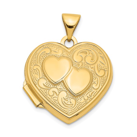 14kt Yellow Gold 18mm Double Heart Locket