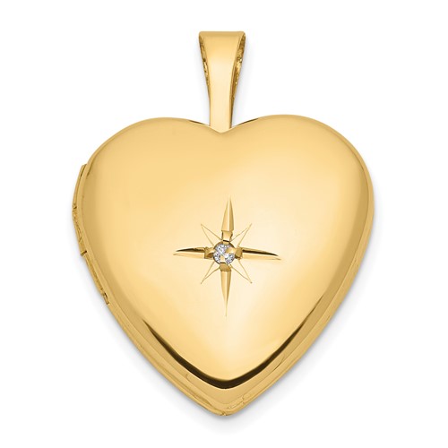 14kt Yellow Gold Heart Locket with .01 ct Diamond Star Accent