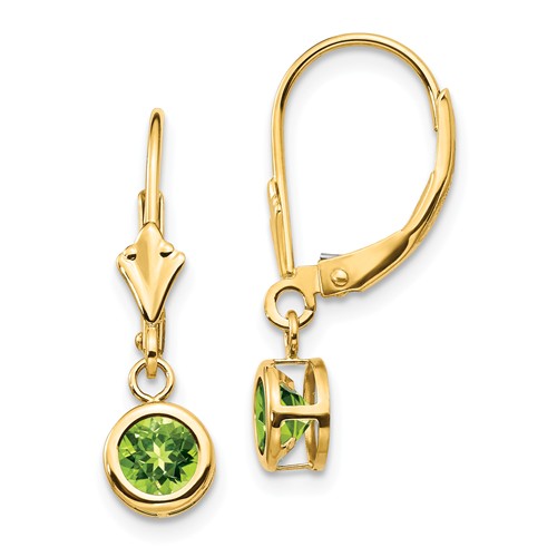 14k Yellow Gold 1 ct tw Peridot Bezel Leverback Earrings