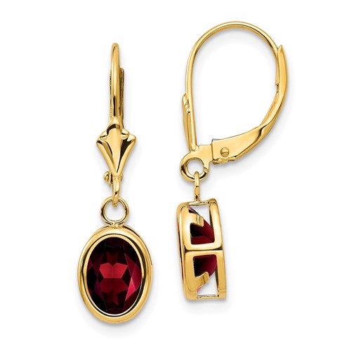 14k Yellow Gold 2.8 ct tw Oval Garnet Leverback Earrings