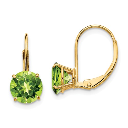 14k Yellow Gold 2.8 ct tw Peridot Leverback Earrings