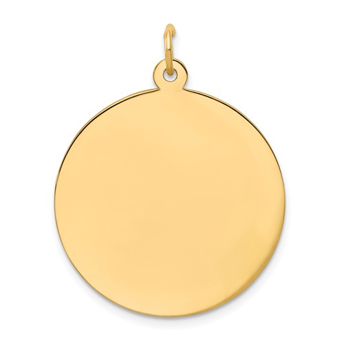14k Yellow Gold Round Engravable Pendant 1in