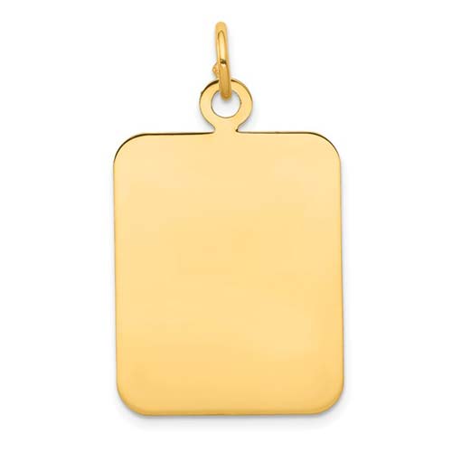 14k Yellow Gold Engravable Rectangular Pendant 1in