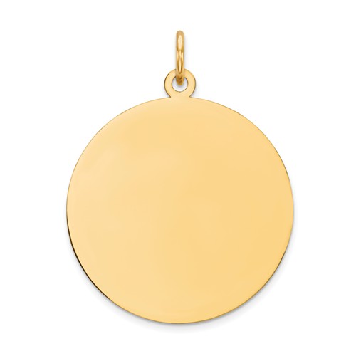 14k Yellow Gold Round Engravable Pendant 7/8in XM539/35 | Joy Jewelers