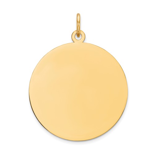 14k Yellow Gold Round Engravable Pendant 7/8in