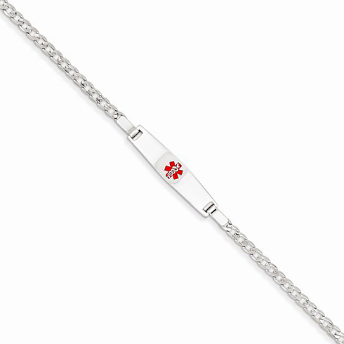 14kt White Gold Children's Medical ID Bracelet with Curb Links