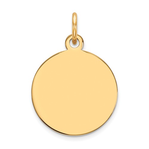14k Yellow Gold Round Engravable Charm 5/8in