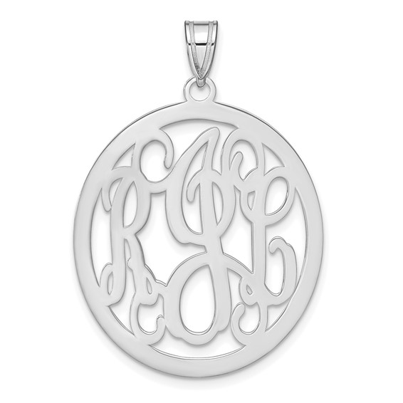 Sterling Silver 1 5/8in Oval Interlocking Monogram Pendant