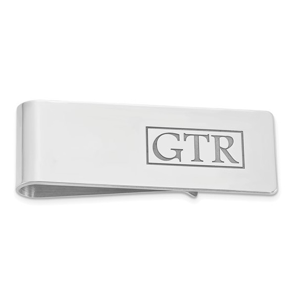 Sterling Silver Monogram Money Clip with Recessed Letters