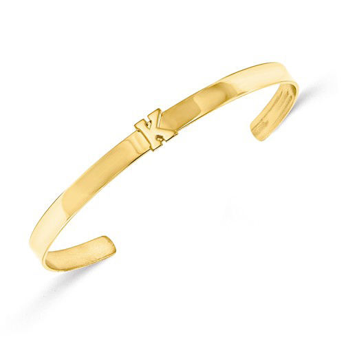 Gold-plated Sterling Silver Polished Initial Cuff Bangle