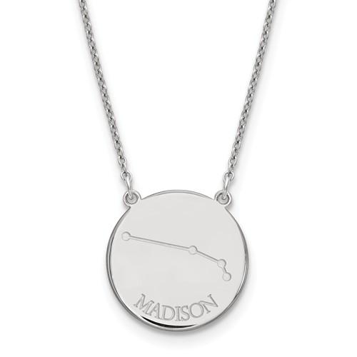 Sterling Silver 3/4in Aries Constellation Disc Engravable Necklace