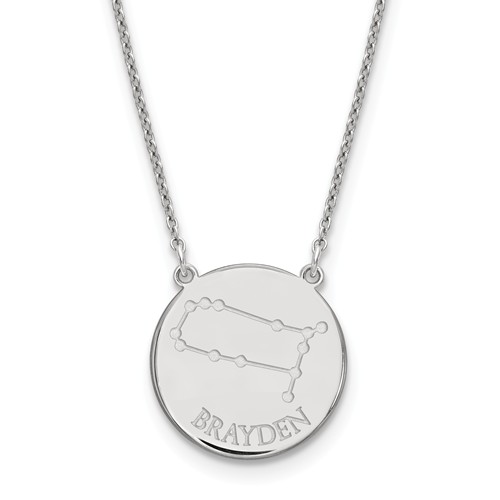 Sterling Silver 3/4in Gemini Constellation Disc Engravable Necklace