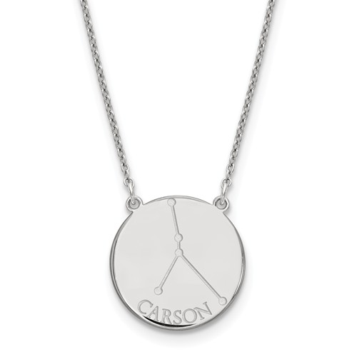 Sterling Silver 3/4in Cancer Constellation Disc Engravable Necklace