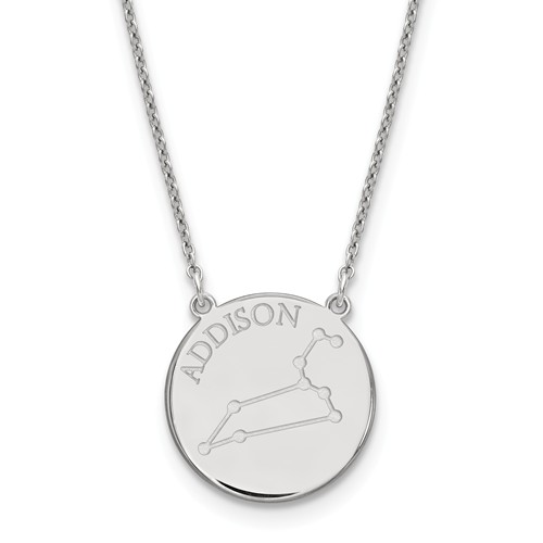 Sterling Silver 3/4in Leo Constellation Disc Engravable Necklace
