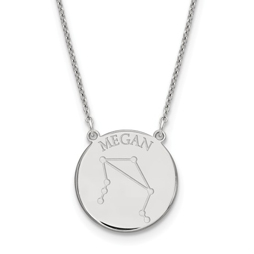 Sterling Silver 3/4in Libra Constellation Disc Engravable Necklace