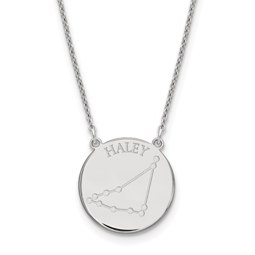 Sterling Silver 3/4in Capricorn Constellation Disc Engravable Necklace