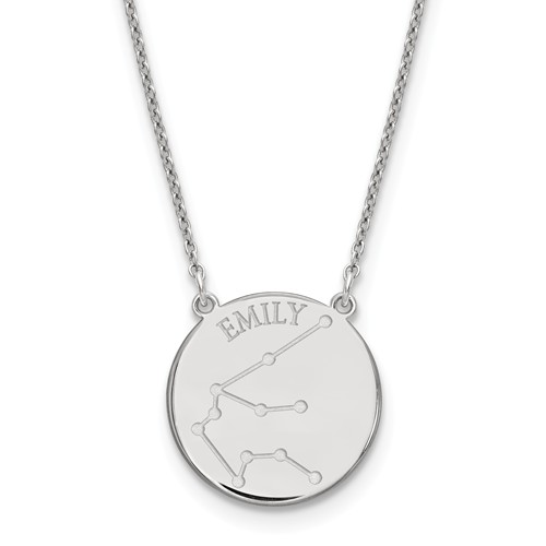 Sterling Silver 3/4in Aquarius Constellation Disc Engravable Necklace