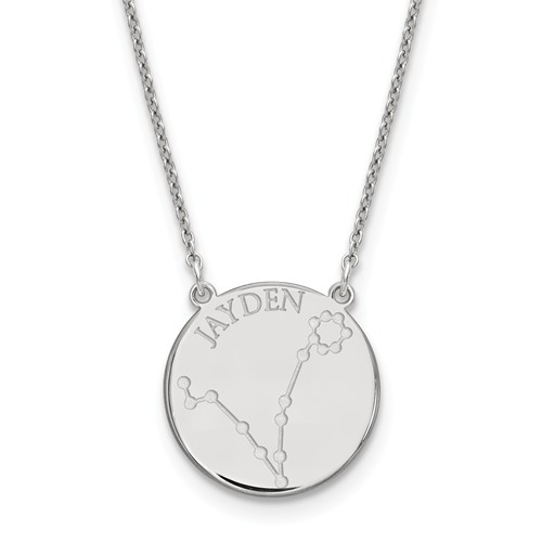 Sterling Silver 3/4in Pisces Constellation Engravable Disc Necklace