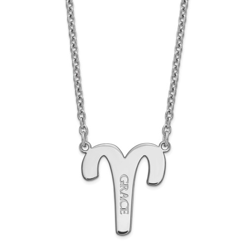 Sterling Silver 3/4in Aries Zodiac Sign Engravable Necklace