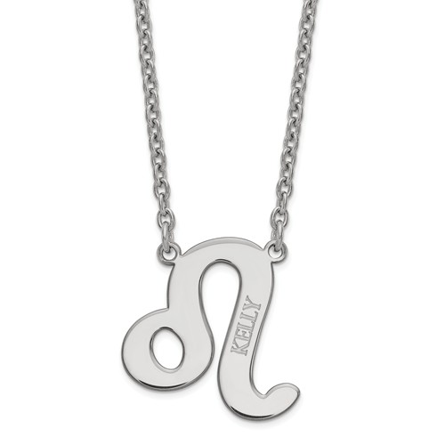 Sterling Silver 3/4in Leo Zodiac Sign Engravable Necklace