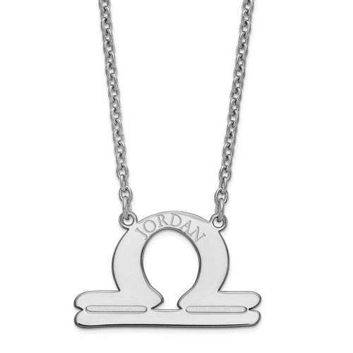 Sterling Silver Libra Zodiac Sign Engravable Necklace