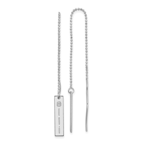 14k White Gold Name Bar Threader Earrings