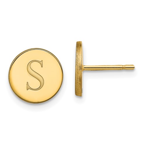 14k Yellow Gold Initial Circle Earrings