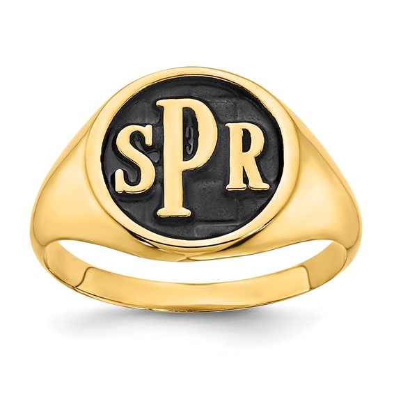 Antiqued Gold Plated Sterling Silver Monogram Signet Ring