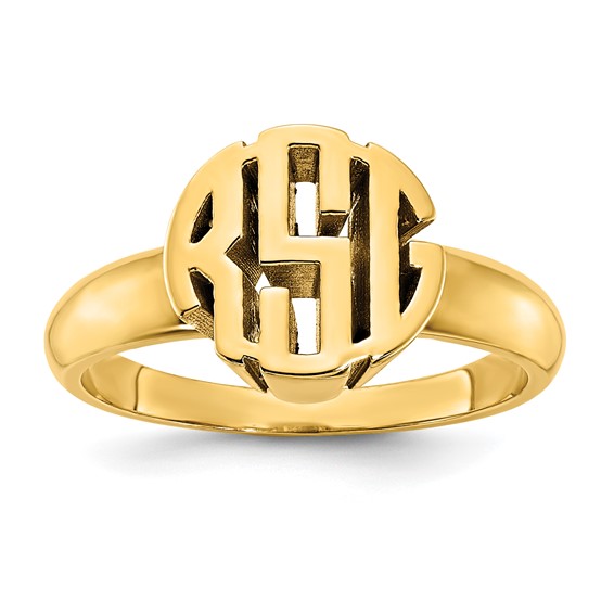 Gold Plated Sterling Silver Circle Monogram Ring