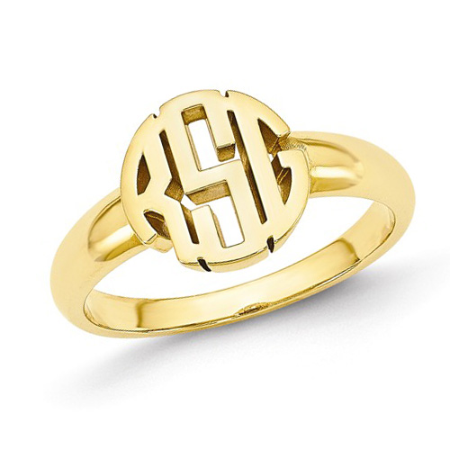 14kt Yellow Gold Ladies' Circle Monogram Ring