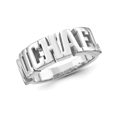 Sterling Silver Men's Large Block Letters Name Ring