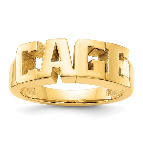 Gold Plated Sterling Silver Block Letters Name Ring