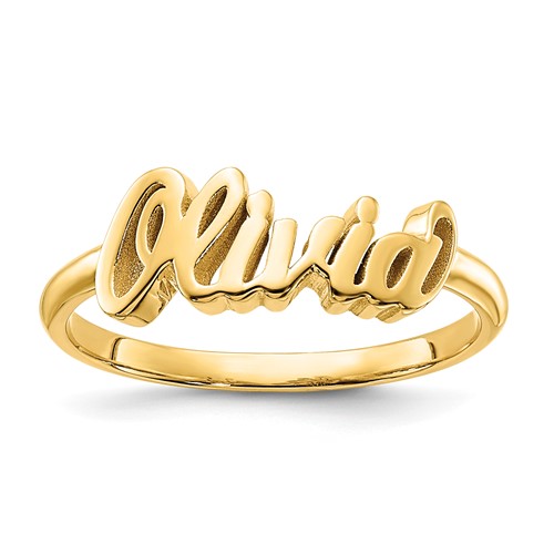 Gold Plated Sterling Silver Script Letters Name Ring