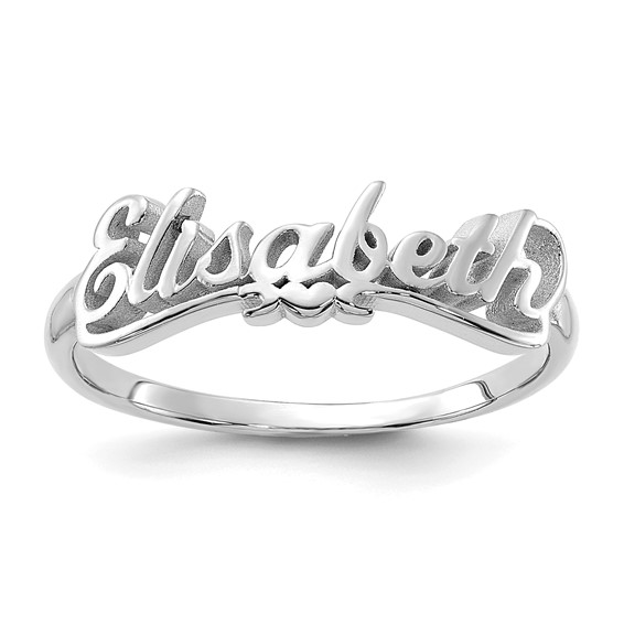 14kt White Gold Script Letters Name Ring with Heart