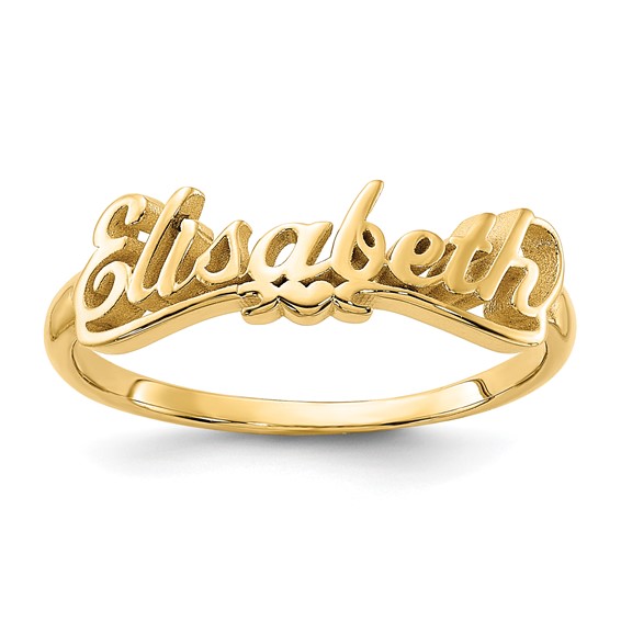 14kt Yellow Gold Script Letters Name Ring with Heart