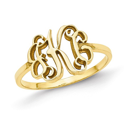 14kt Yellow Gold Ladies' Slender Script Monogram Ring