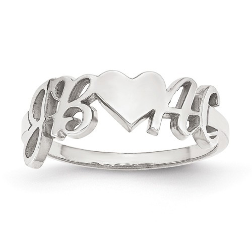 14kt White Gold Initials and Heart Designer Ring