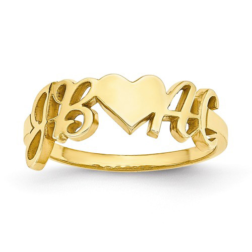 14kt Yellow Gold Initials and Heart Designer Ring