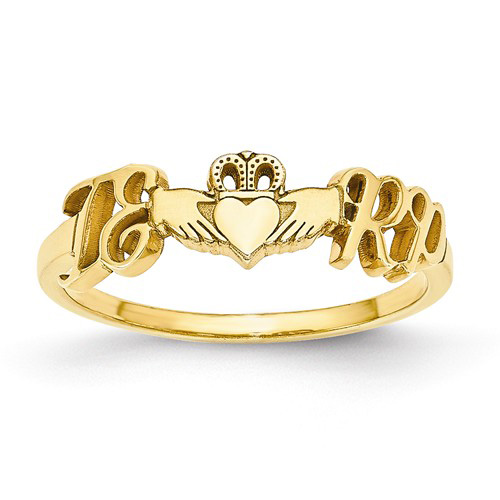 14kt Yellow Gold Initials and Claddagh Designer Ring