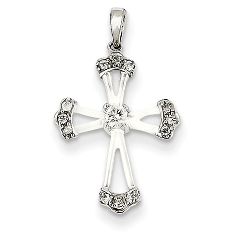 14kt White Gold 11/16in Diamond Cross