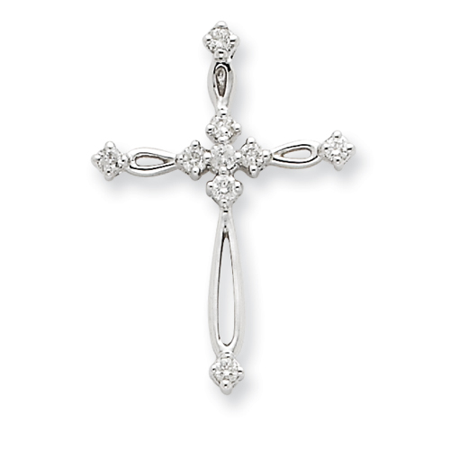14kt White Gold 15/16in Diamond Cross Pendant