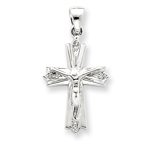 14kt White Gold 3/4in Diamond Crucifix Pendant