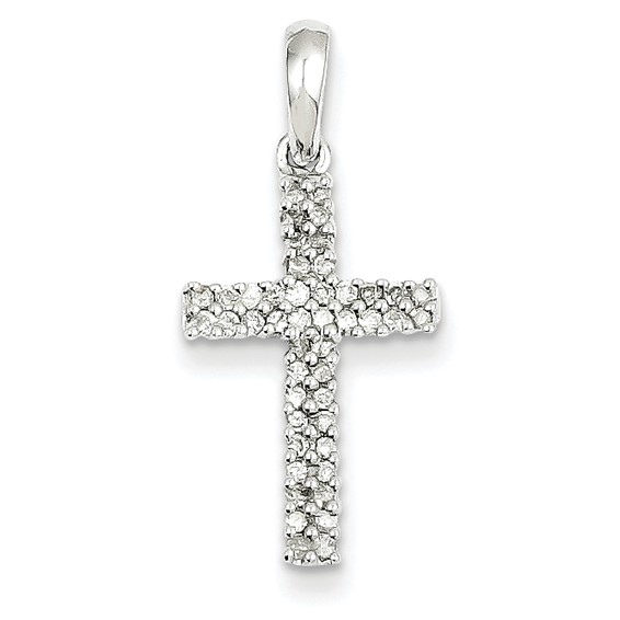 14kt White Gold Classic 1/4 ct tw Diamond Cross Pendant