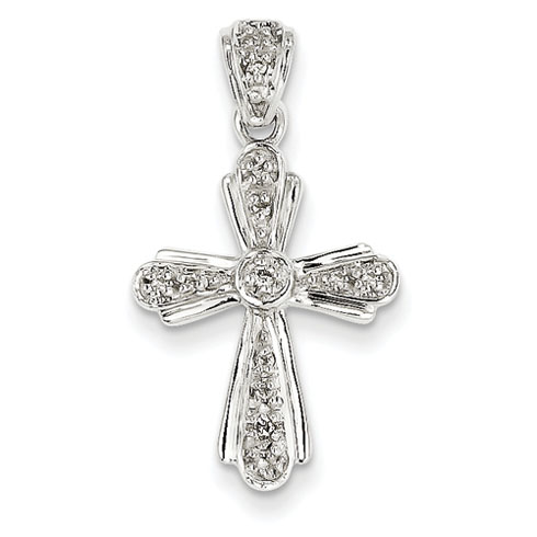 14kt White Gold .08 ct tw Diamond Cross Pendant 1 1/8in