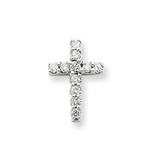 14k White Gold 1/5 ct tw Diamond Cross Pendant 1/2in